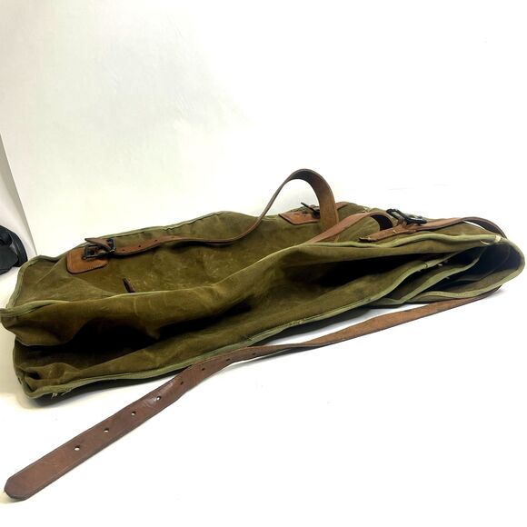 Vtg Woods Canoe Bag Canvas w Leather Straps Canada Made Backpack Sack Duluth Bag - Picture 4 of 16